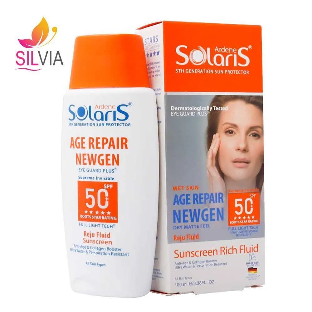 فلوئید ضد آفتاب ضد چروک بی رنگ SPF50 سولاریس آردن 100 میل — تصویر ۳