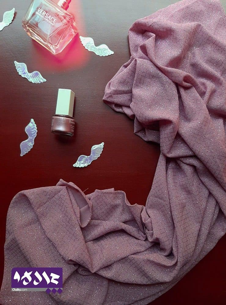 شال لمه صورتی با طرح چهارخانه