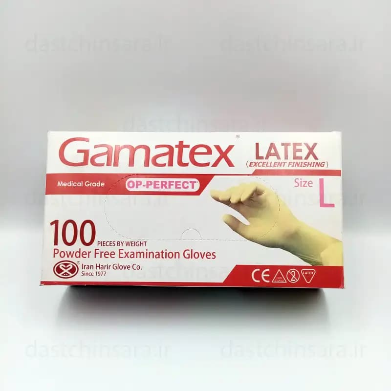 دستکش لاتکس جعبه 100 عددی سایز بزرگ گاماتکس