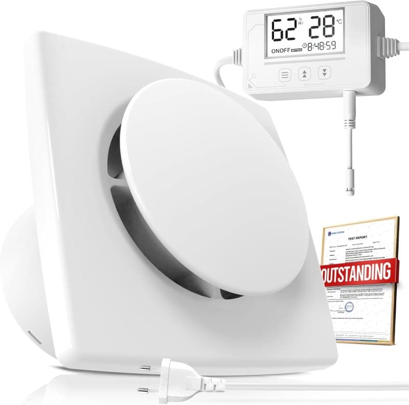 تهویه و هواکش دارای سنسور دما و رطوبت BUMSOU مدل P117 سایز 100 میلیمتری