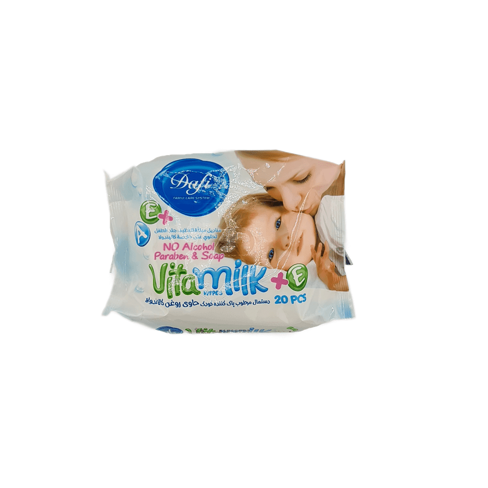 دستمال مرطوب کودک مدل Vita Milk بسته ۲۰ عددی برند دافی