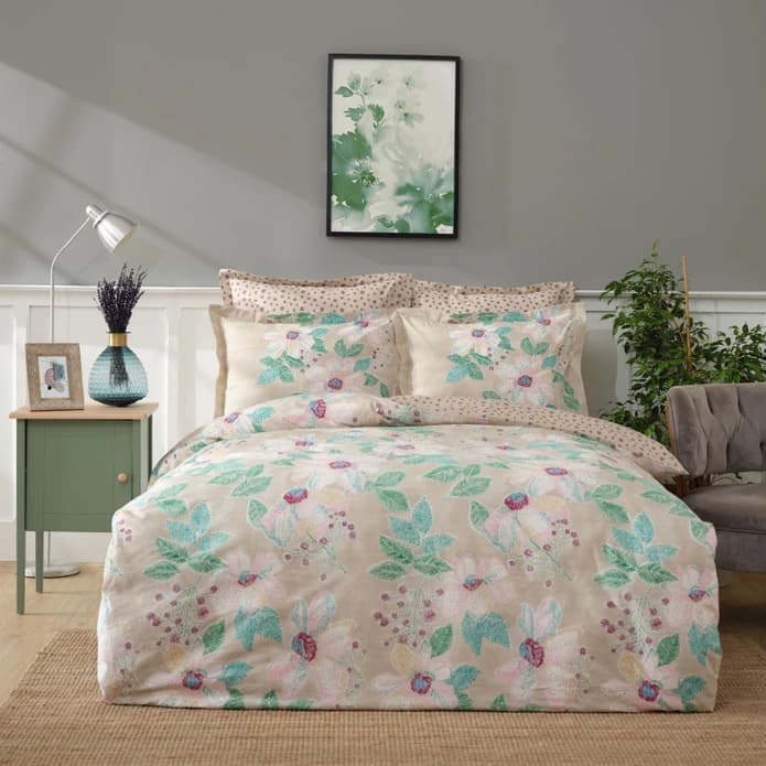 ست روتختی دونفره کاراجاهوم مدل Fiore بژ