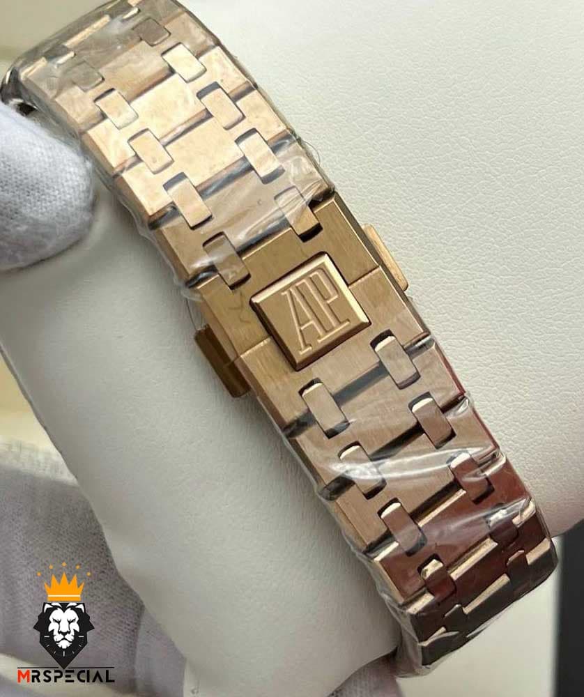 ساعت مردانه اودمار پیگه اتوماتیک رزگلد صفحه اسکلتون AUDEMARS PIGUET ROYAL 01147 — تصویر ۶