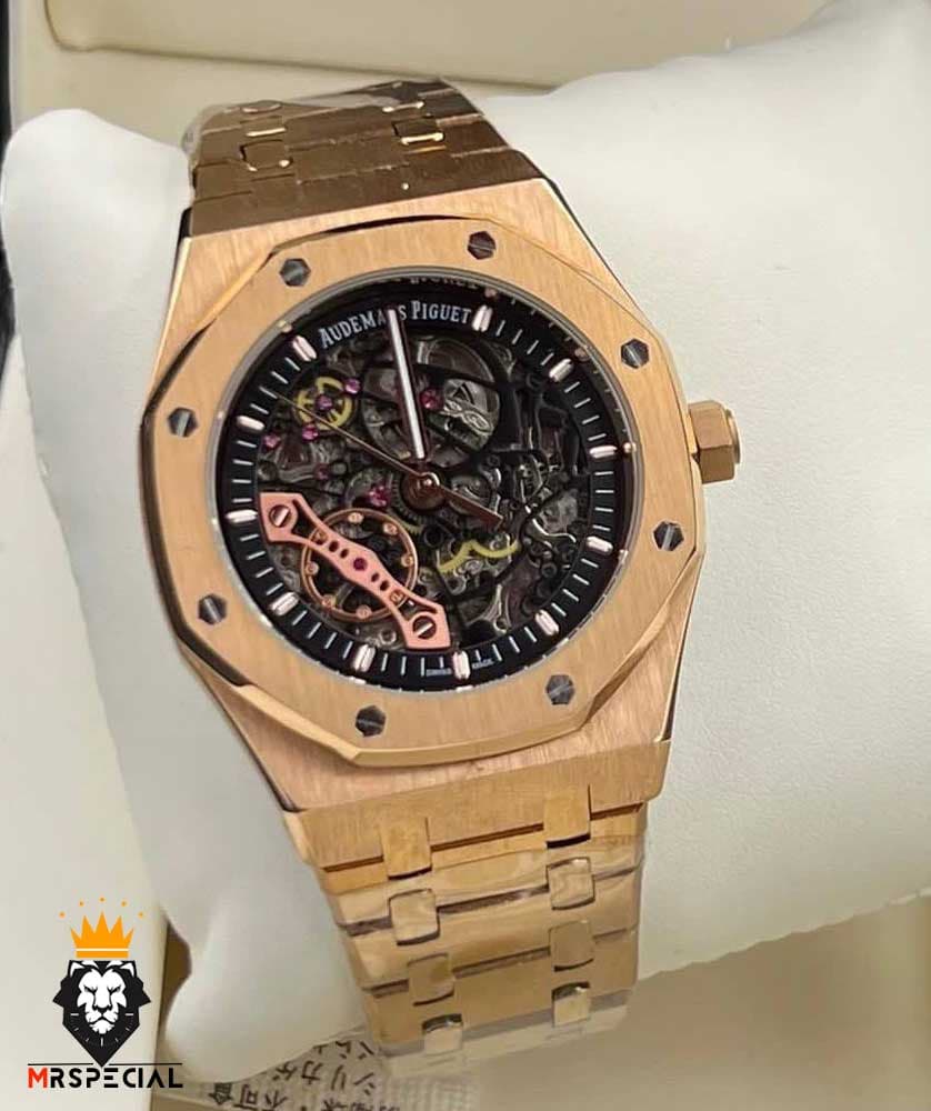 ساعت مردانه اودمار پیگه اتوماتیک رزگلد صفحه اسکلتون AUDEMARS PIGUET ROYAL 01147 — تصویر ۲
