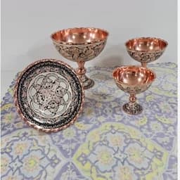 سرویس پذیرایی 4تیکه مسی نقره کوب ارسال رایگان — تصویر ۵