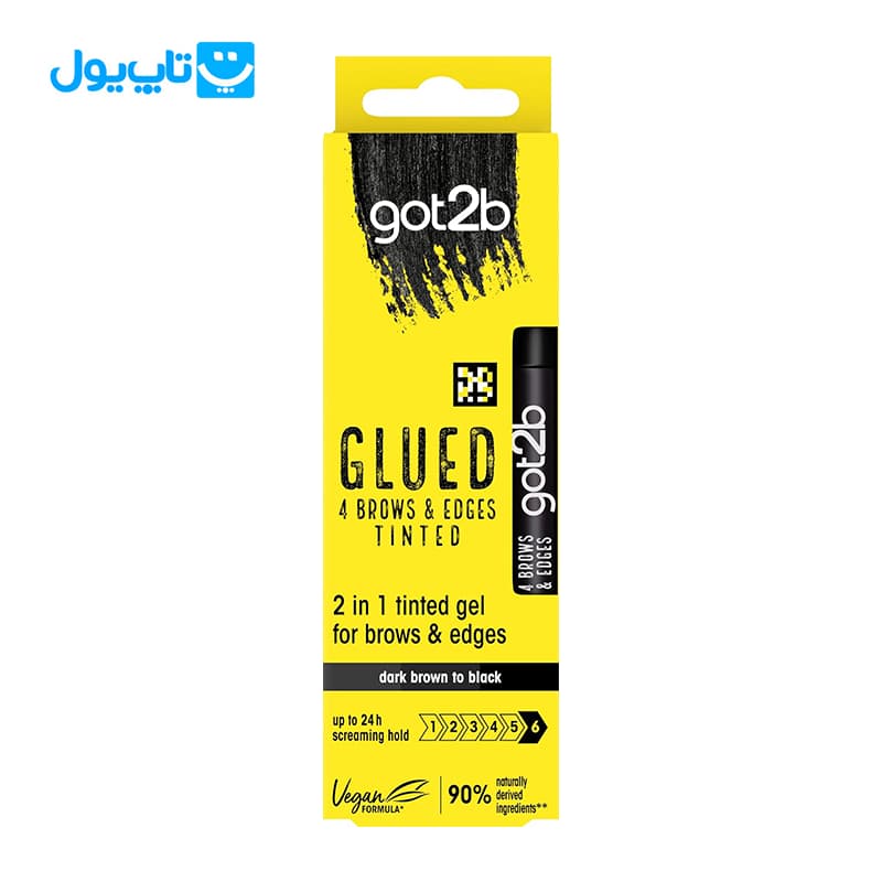 ژل ابرو و خط مو گات تو بی Got2b مدل Glued رنگ قهوهای تیره تا مشکی حجم 16 میلیلیتر