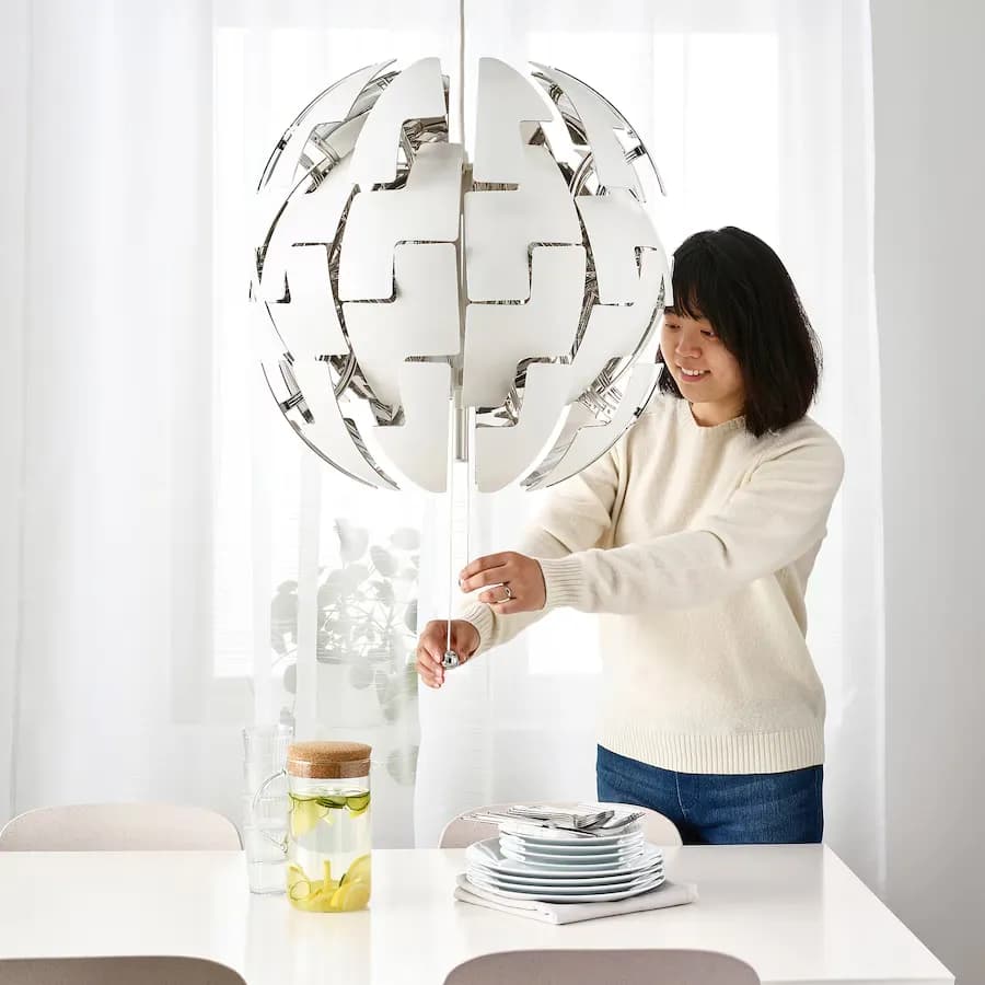 چراغ آویز ایکیا مدل IKEA PS 2014 سفید/ نقرهای/ قطر ۵۲ سانتیمتر — تصویر ۲