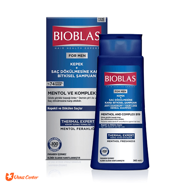 شامپو ضد شوره و ضد ریزش مردانه بیوبلاس مدل Mentol + Complex B19 حجم 360 میل