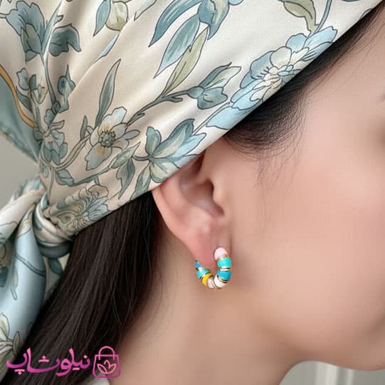 گوشواره دخترانه YSX مدل حلقه ای رنگی کد 2991 — تصویر ۲