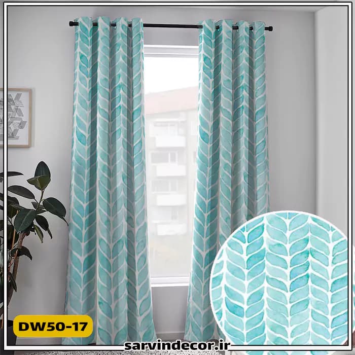 پرده پانچ طرح دار مدل برگ DW50-17