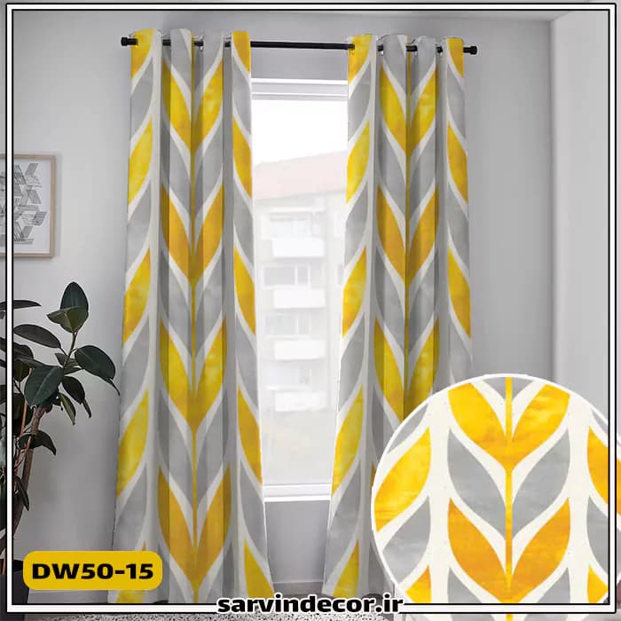 پرده پانچ طرح دار مدل برگ DW50-15