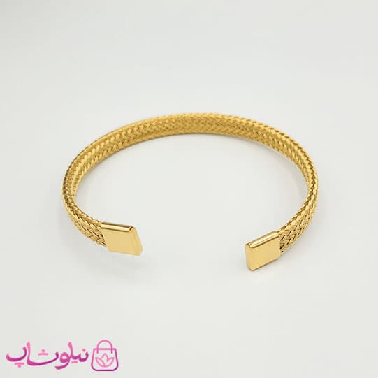 بنگل حصیری مردانه استیل طلایی رنگ کد 2491 — تصویر ۲