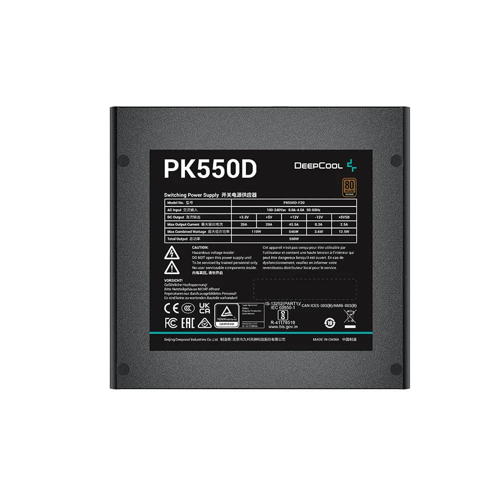 منبع تغذیه کامپیوتر دیپ کول مدل DEEPCOOL PK550D 550W 80 PLUS BRONZE کارکرده — تصویر ۳