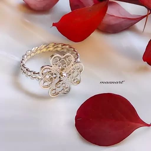 انگشتر گل نقره زنانه ملیله کاری