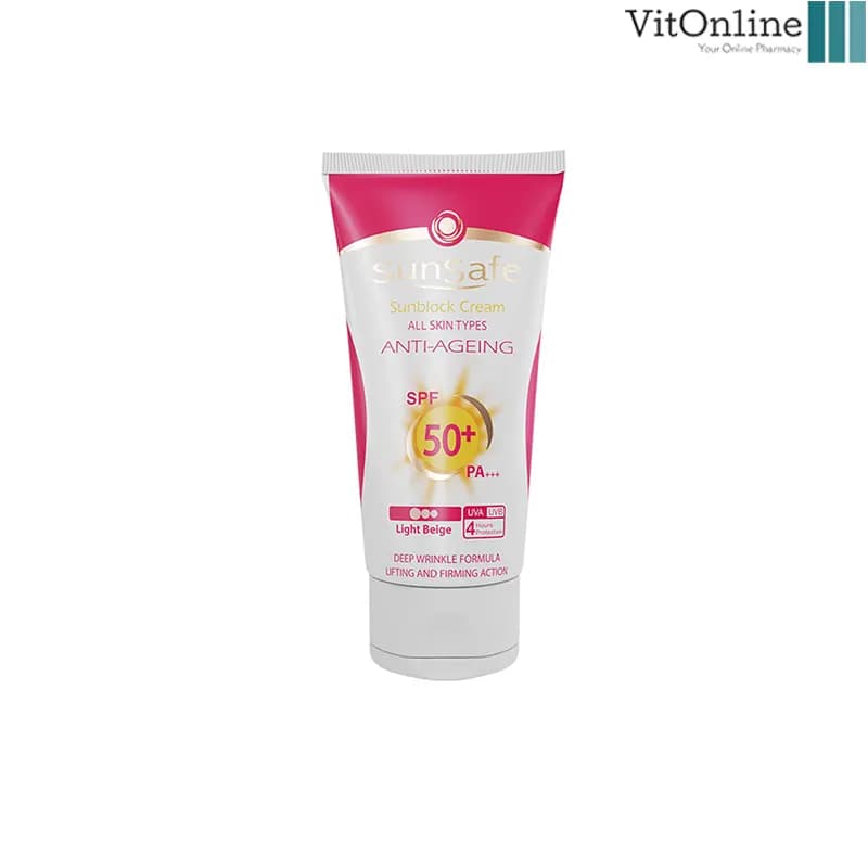 کرم ضد آفتاب و ضد چروک بدون رنگ سان سیف SPF50 – حجم 50 میلی لیتر