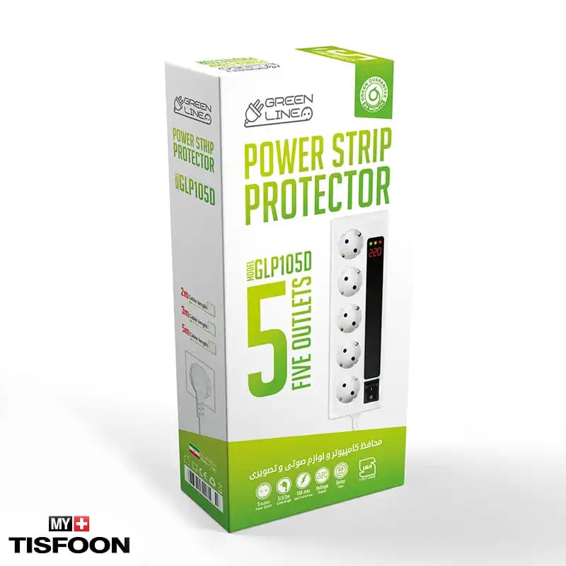 محافظ و چند راهی برق ۳ متری گرین لاین مدل GREEN Line GLP105D — تصویر ۵