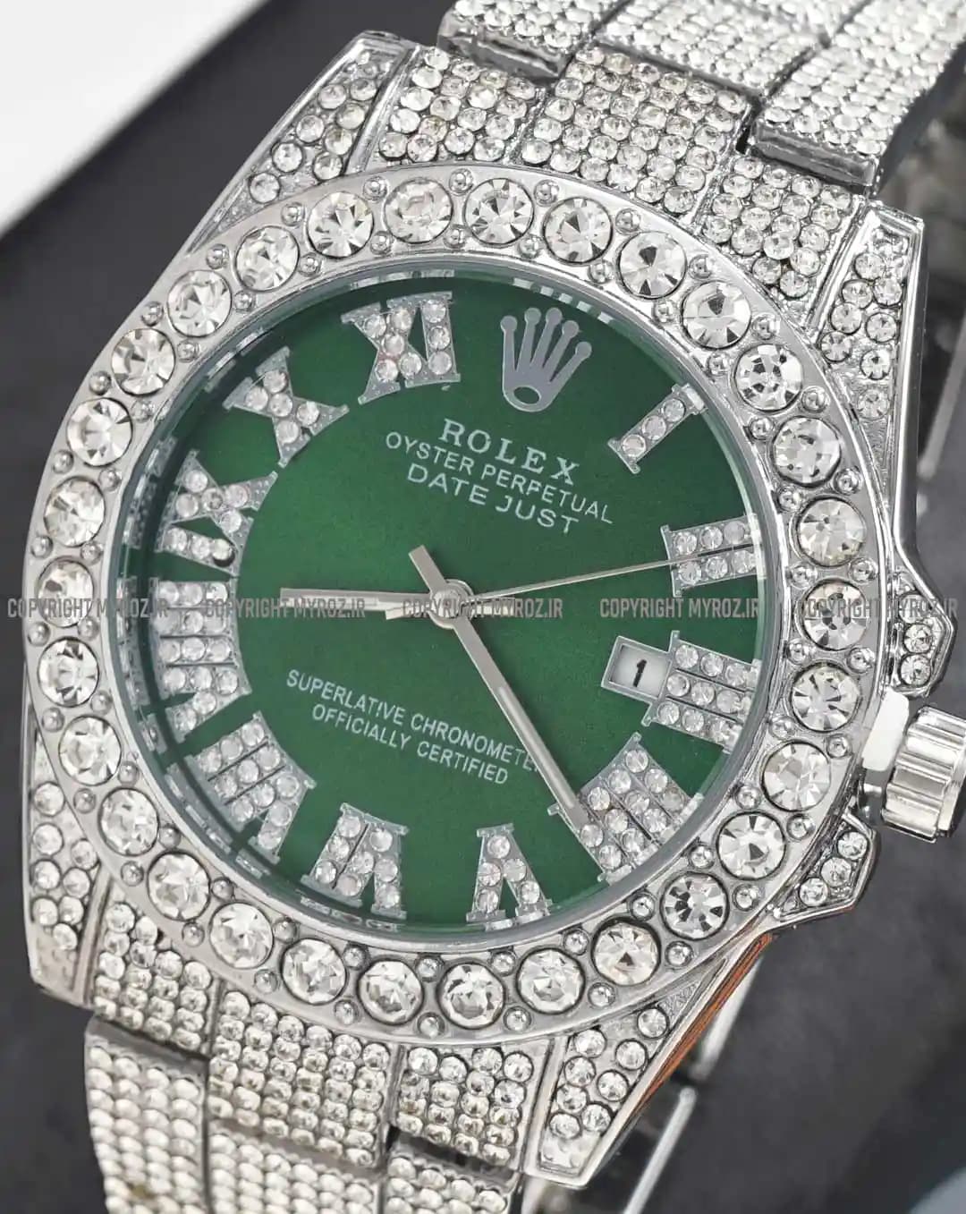 ساعت مچی مردانه رولکس ROLEX فول نگین مدل 2008 — تصویر ۴