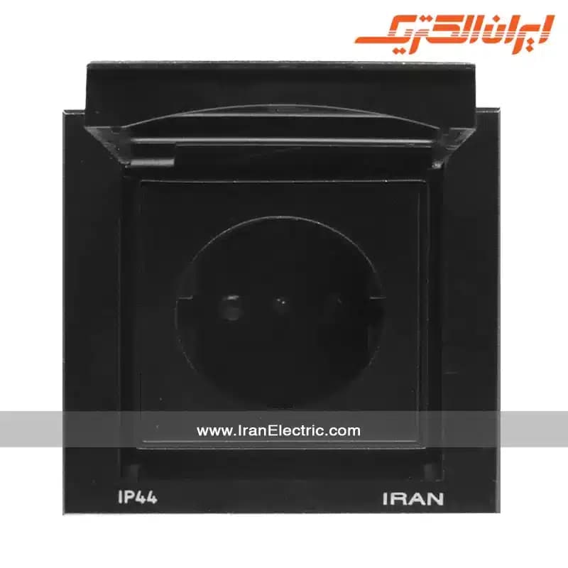 پریز برق ساده دربدار IP44 مدل برلیان مشکی — تصویر ۲
