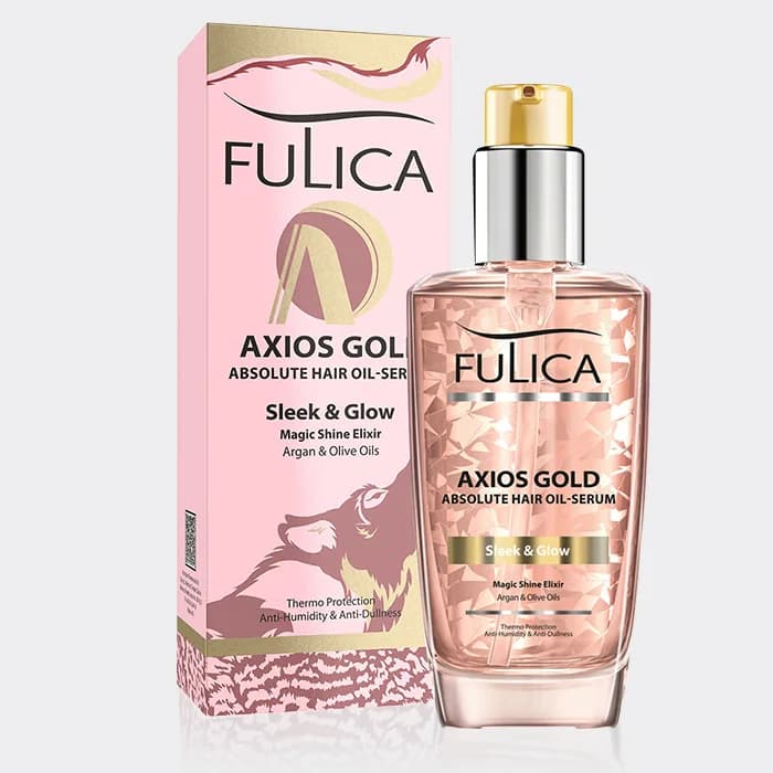 سرم مو براق کننده اکسیوس گلد فولیکا Fulica Axios Gold Absolute Hair Oil Serum 100ml — تصویر ۲