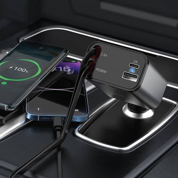 شارژر فندکی 50W گرین لاین مدل RETRACTABLE — تصویر ۲