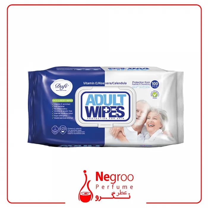 دستمال مرطوب دافی مدل Adult Wipes بسته 100 عددی اورجینال