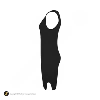 تاپ سارافون ورزشی زنانه چاک دارکوتاه کبریتی | مشکی — تصویر ۲