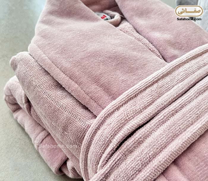 سرویس حوله عروس و داماد مدل راه راه طوسی و یاسی — تصویر ۵