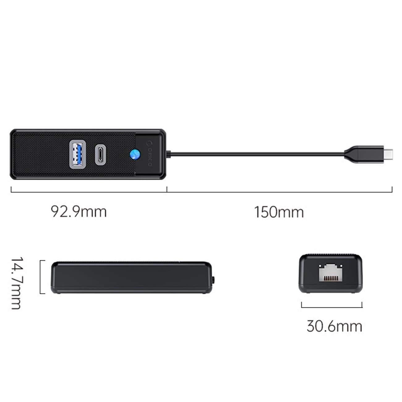 هاب تایپسی 3 پورت اوریکو PWCUR25-C3 — تصویر ۵