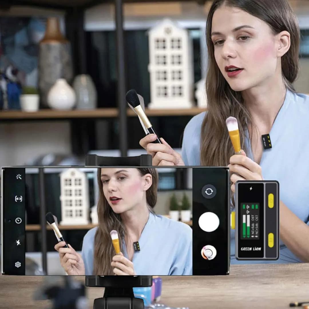 میکروفن بیسیم به همراه ریموت کنترل گرین لاین مدل green lion Wireless Microphone lightning with Remote Control — تصویر ۵