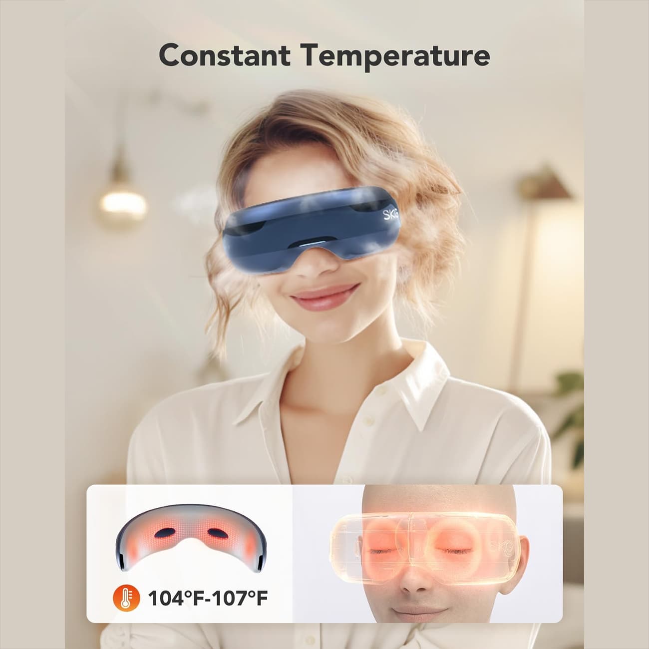 ماساژور چشم هوشمند اسکاجی SKG E3 Pro با قابلیت پخش موسیقی و پنجره دید — تصویر ۶