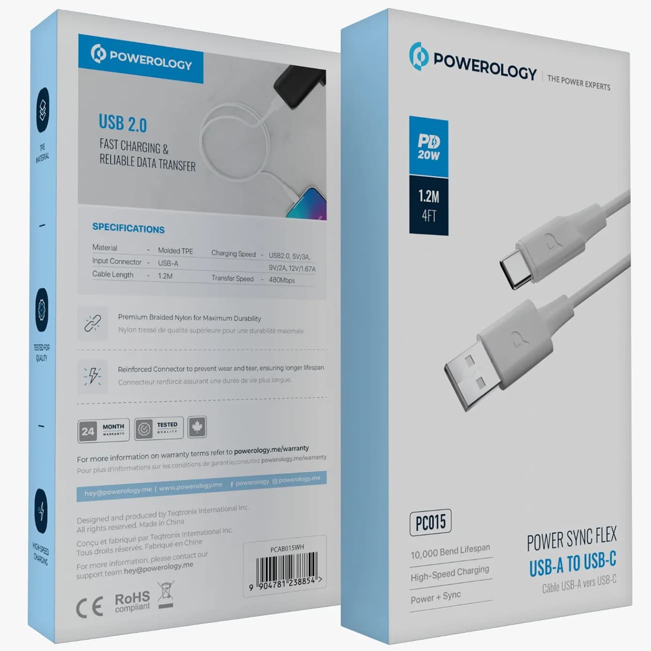 کابل USB به تایپ سی 5 آمپر پاورولوژی Powerology PCAB015BK