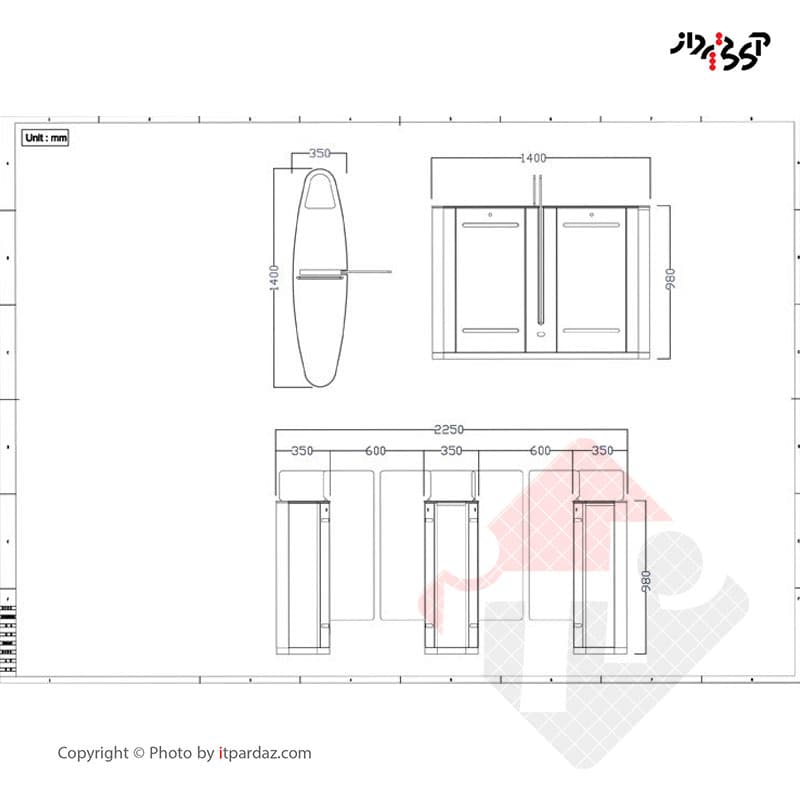 گیت تردد اسلایدی شیشه ای T-551 — تصویر ۲