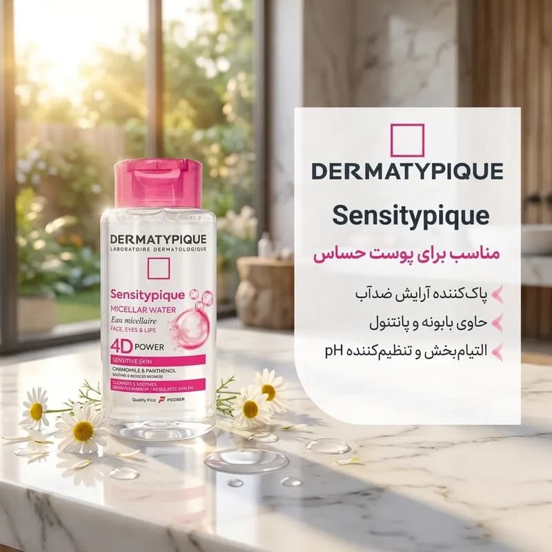 میسلار واتر درماتیپیک مدل Sensitypique مناسب برای پوست حساس حجم 250 میلیلیتر — تصویر ۲