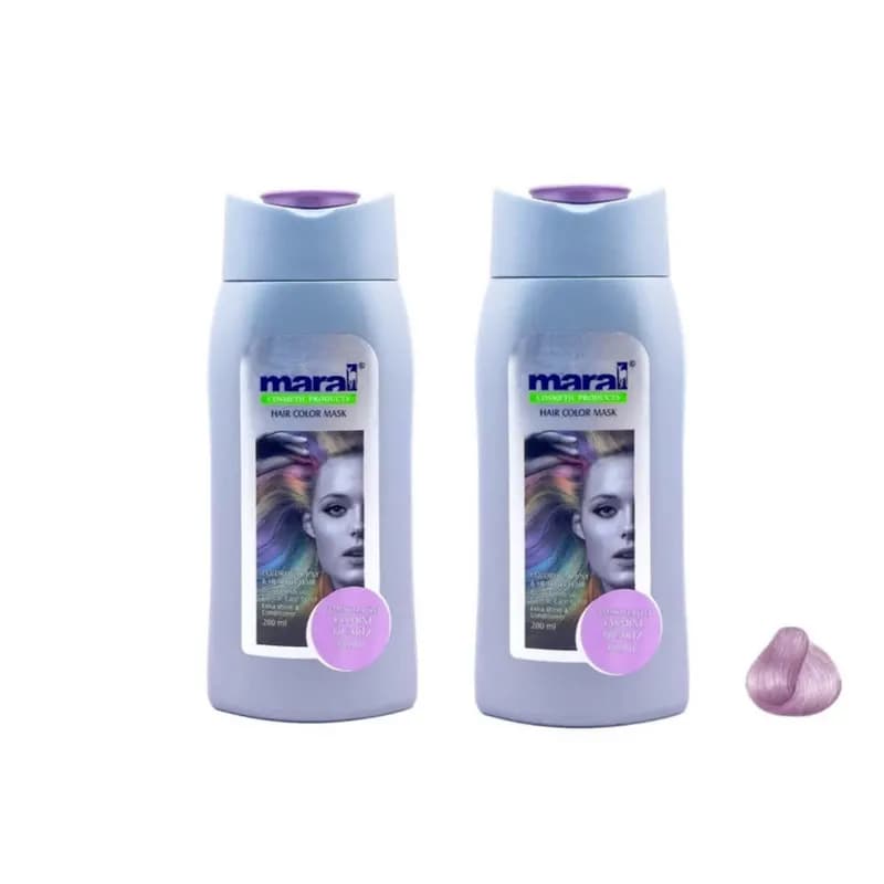شامپو رنگساژ مو مارال شماره 8/90 حجم 400 میلی لیتر رنگ یاسی کوارتز مجموعه دو عددی