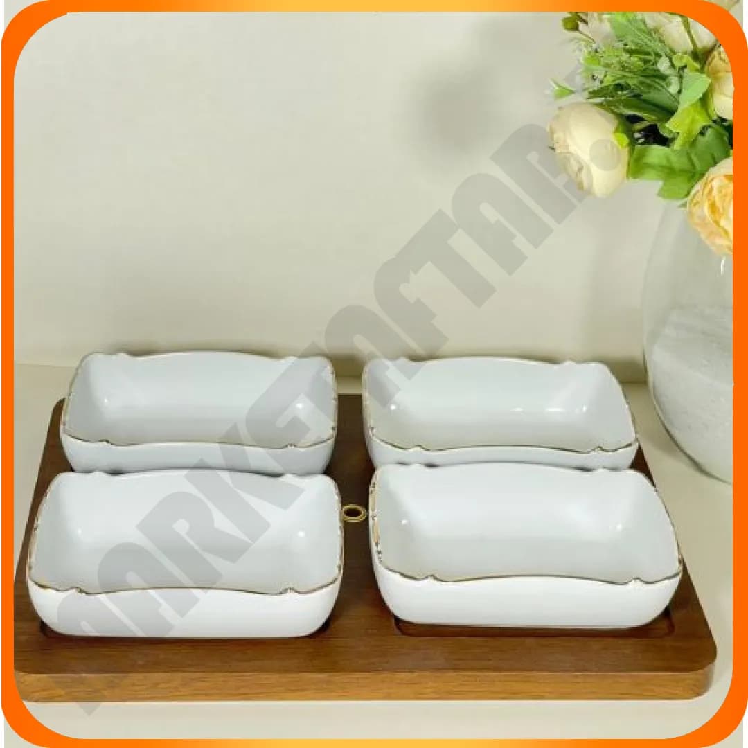 اردوخوری مستطیل موج 4 خانه سرامیک لمون