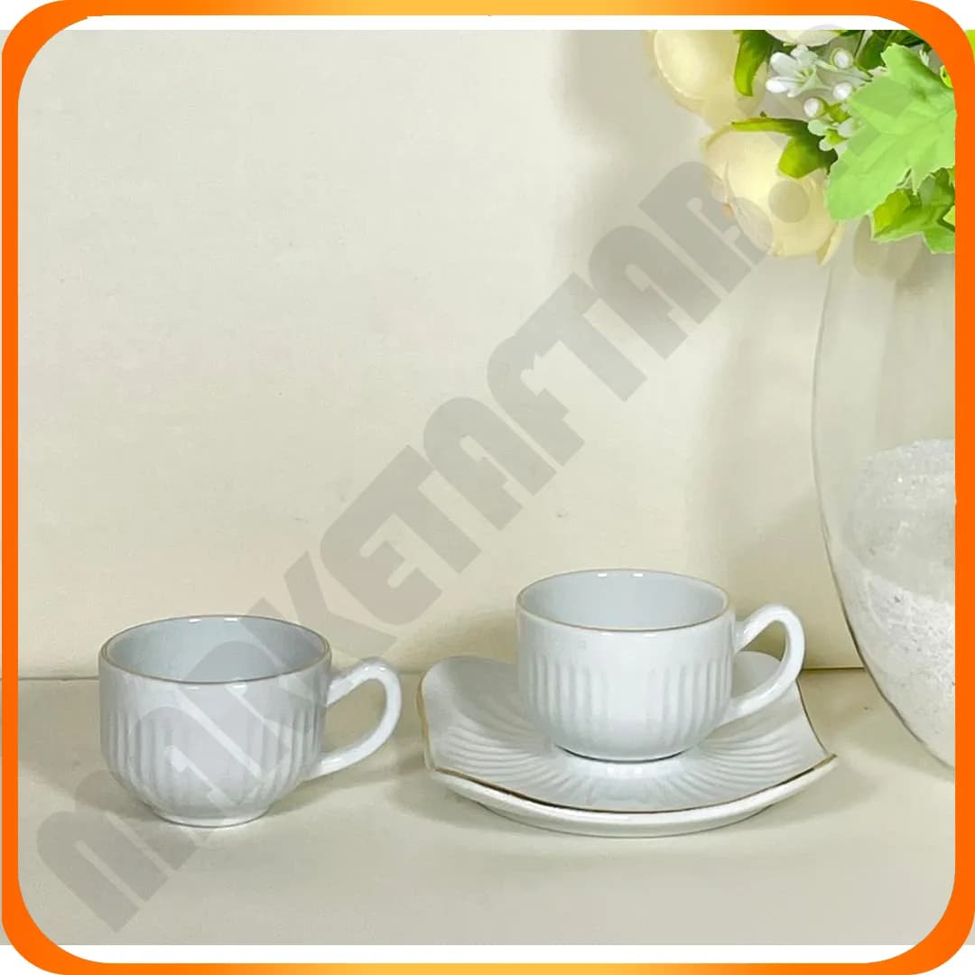 سرویس 12 پارچ قهوه خوری 415 لارن خط طلا لمون