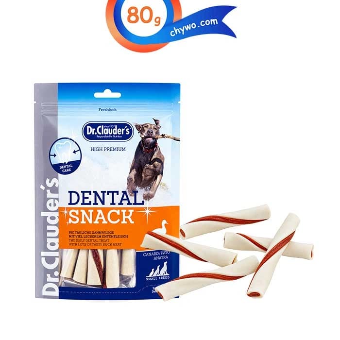 تشویقی سگ بالغ نژاد کوچک دکتر کلادرز طعم اردک مدل دنتال وزن 80 گرم Dr.Clauder’s Dental Snack Duck