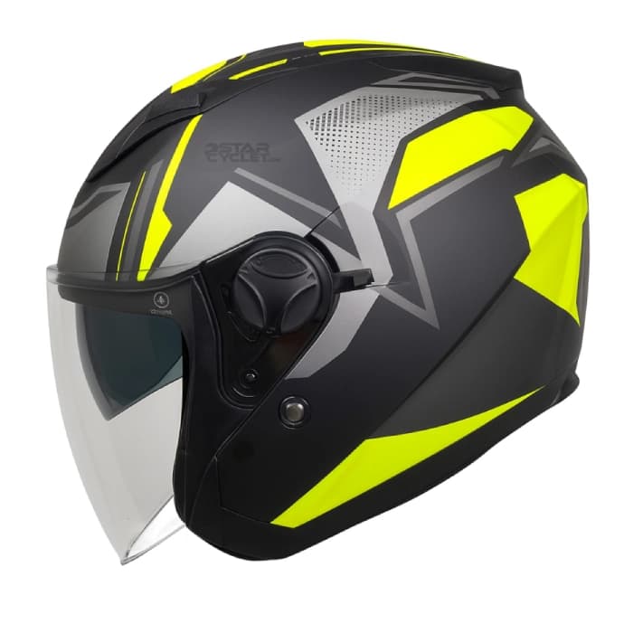 کلاه کاسکت بدون فک FLASH مدل 868 MATT BLACK NEON YELLOW — تصویر ۲