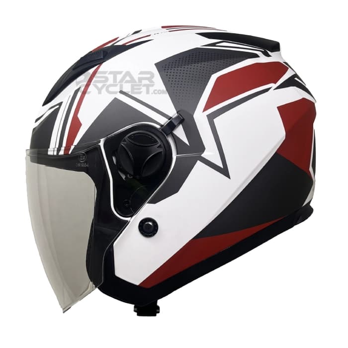 کلاه کاسکت بدون فک FLASH مدل 868 MATT BLACK RED WHITE — تصویر ۲