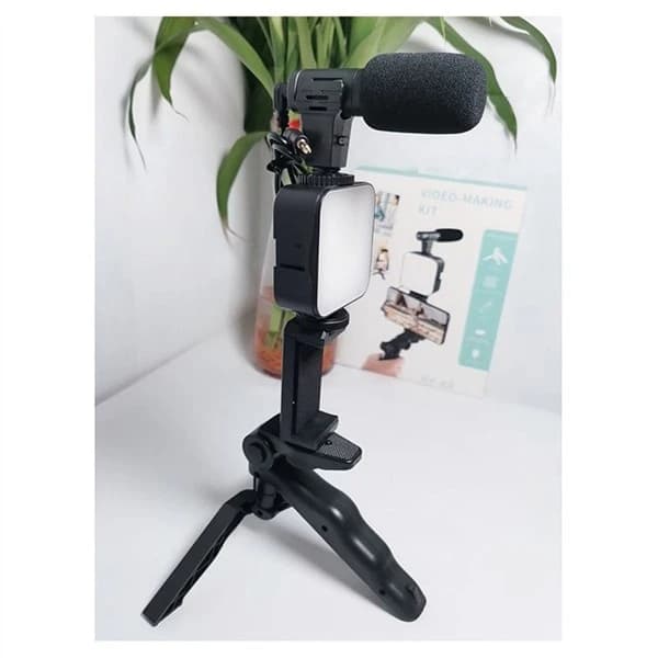 کیت فیلمبرداری AY-49 | ست کامل تولید محتوا با میکروفون، نور LED و سه پایه — تصویر ۴