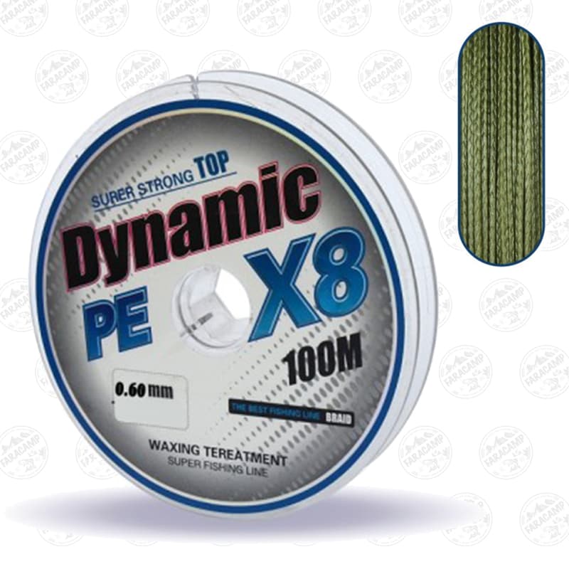 نخ براید کاپیتان داینامیک ۸ لایه موم دار رنگ سبز سایز ۰/۱۴ ،۱۰۰متر Captain Dynamic X8،0.14, 100M