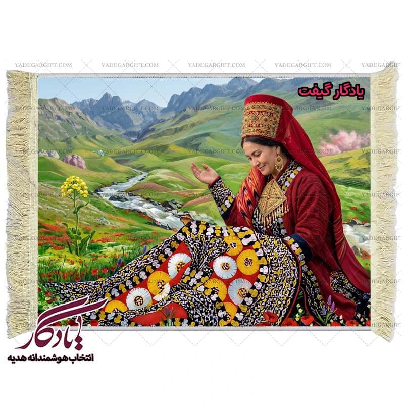 تابلو فرش ایرانی دختر گلیم باف کد i05