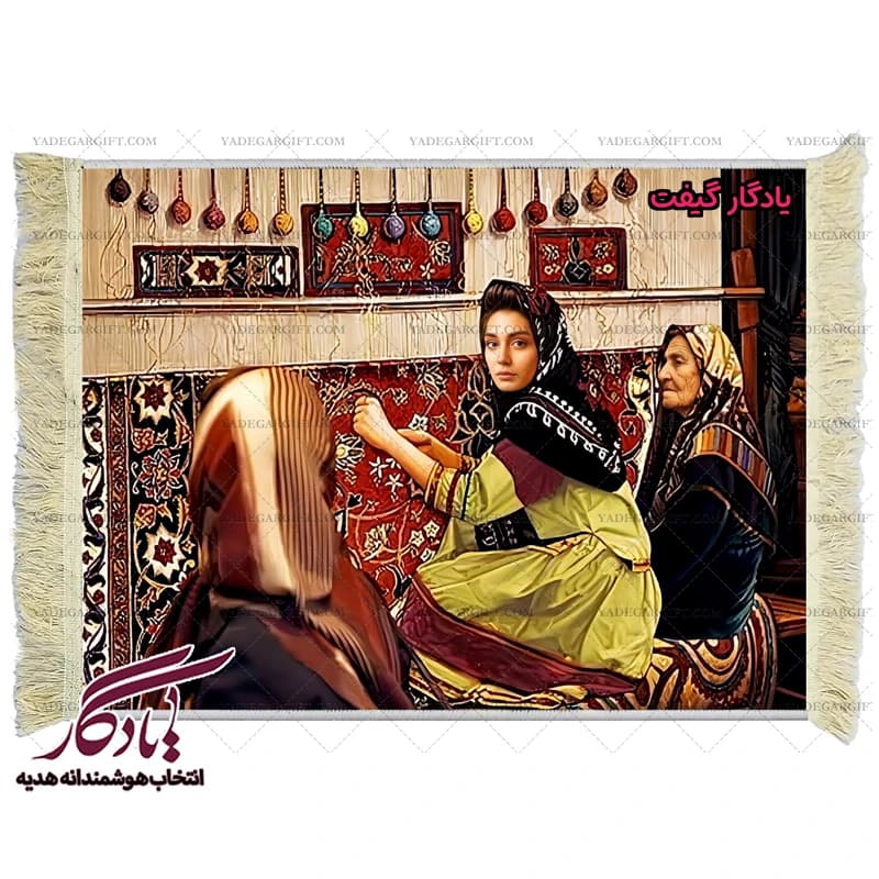 تابلو فرش ایرانی دختر قالیباف کد i03