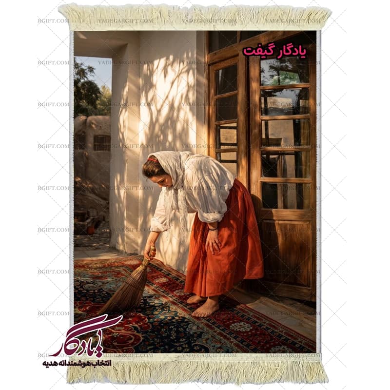 تابلو فرش ماشینی طرح آثار ایرانی دختر روستایی کد i72