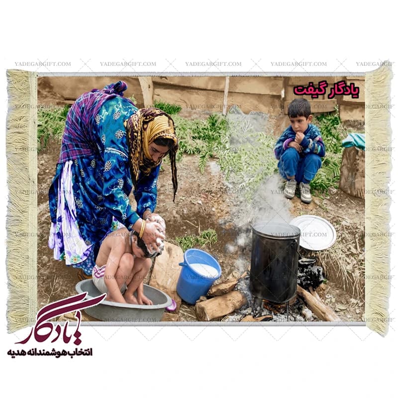 تابلو فرش ماشینی طرح آثار ایرانی حمام عشایر کد i9