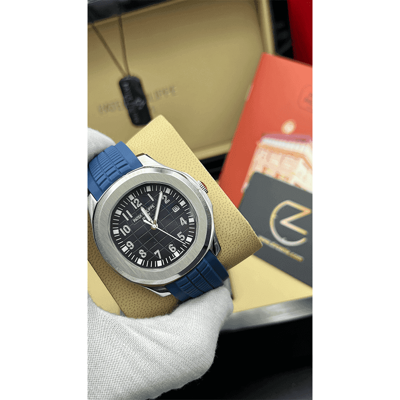 ساعت مچی مردانه پتک فیلیپ آکوانات سیلور آبی صفحه سرمهای Patek Philippe Aquanaut Silver Blue Navy Screen — تصویر ۴