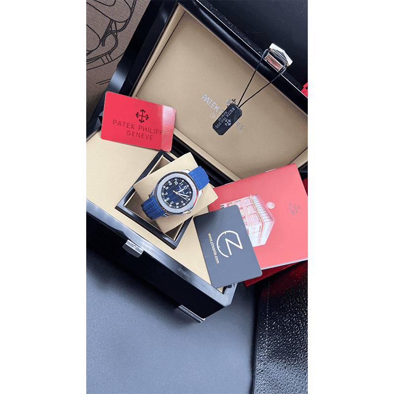 ساعت مچی مردانه پتک فیلیپ آکوانات سیلور آبی صفحه سرمهای Patek Philippe Aquanaut Silver Blue Navy Screen — تصویر ۲