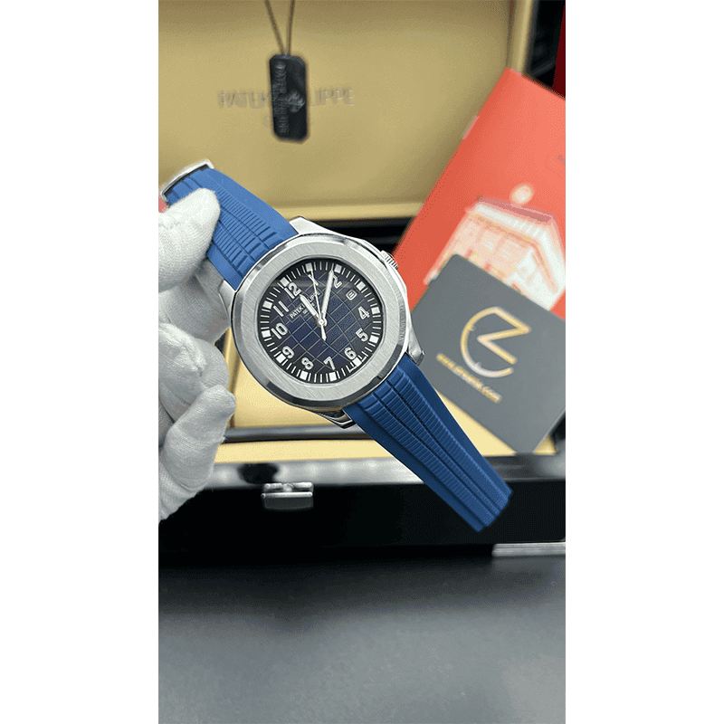 ساعت مچی مردانه پتک فیلیپ آکوانات سیلور آبی صفحه سرمهای Patek Philippe Aquanaut Silver Blue Navy Screen — تصویر ۷