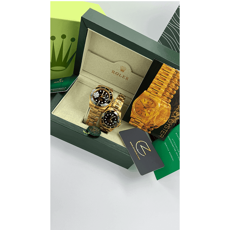 ساعت مچی رولکس ساب مارینر طلایی مشکی صفحه مشکی (تک و ست) Rolex Submariner Golden Black Screen — تصویر ۳