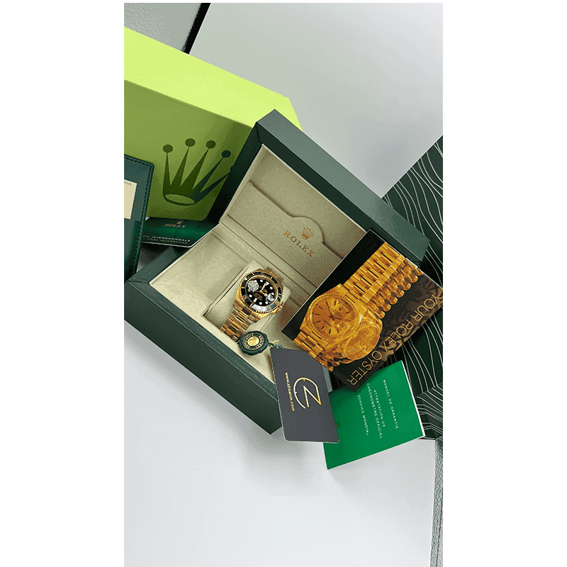 ساعت مچی رولکس ساب مارینر طلایی مشکی صفحه مشکی (تک و ست) Rolex Submariner Golden Black Screen — تصویر ۷